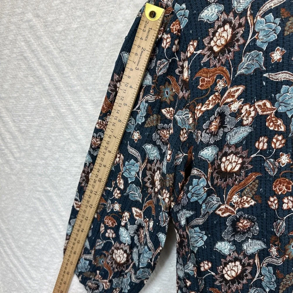 Papermoon Floral 3/4 Sleeve Peasant Top Hippie Boho Womens Size L - Picture 8 of 9
